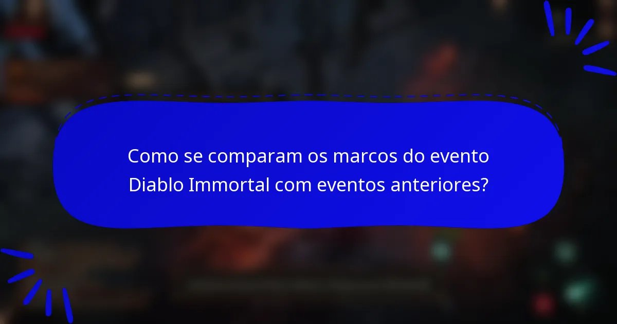 Como se comparam os marcos do evento Diablo Immortal com eventos anteriores?